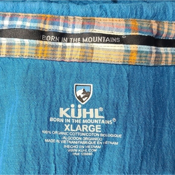 KUHL Organic Cotton Textured Blue Button Down Shirt mens XL - Picture 6 of 6